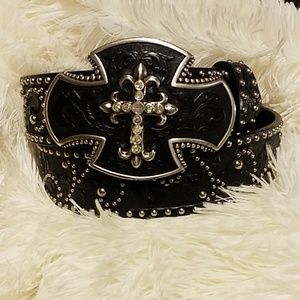 Tony Lama Western Belt with cross buckle
